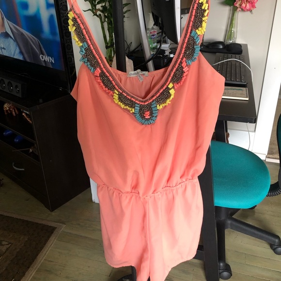 Coral Romper - Picture 1 of 3